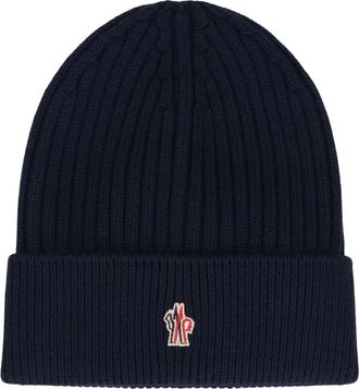 Moncler Accessoires, Heren, Blauw, ONE Size, Wol, Wollen muts