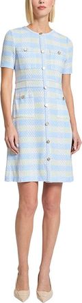 Misook Bold Plaid Tweed Knit Sheath Dress