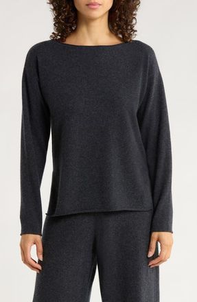 Nordstrom Cashmere Lounge Top in Dark Charcoal Heather at Nordstrom, Size X-Small