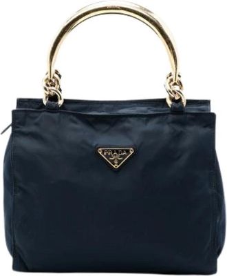 Prada Pre-owned Handbags, female, Blue, Size: ONE SIZE Pre-owned Vintage Nylon Handbag