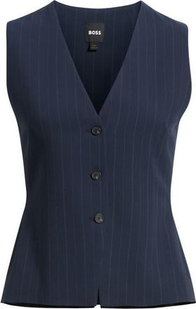 BOSS Julinia Pinstripe Vest in Sky Captain Pinstripe at Nordstrom, Size 12