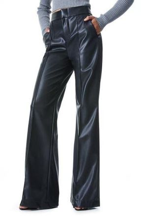 Alice & Olivia Dylan High Waist Faux Leather Wide Leg Pants in Black at Nordstrom Rack, Size 8