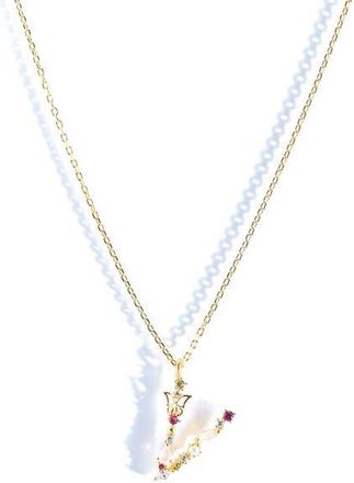 Girls Crew Flutterfly Initial Necklace in Gold at Nordstrom