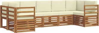 vidaXL Conjunto De Sof&aacute;s De Exterior 7 Uds. Natural Y Crema Vidaxl