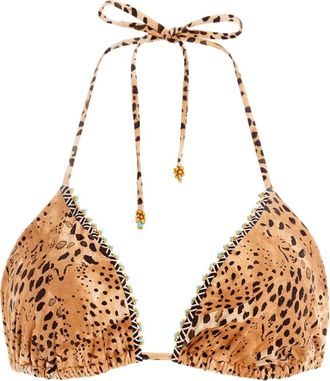 Agua Bendita Top bikini Lolita con stampa animalier - Marrone