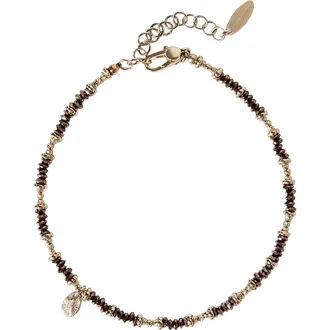 Brunello Cucinelli Brown Hematite and Sterling Silver anklet in Light Gold at Nordstrom