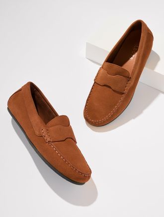 Talbots Parker Suede Moccasins Shoes - Cognac - 10 1/2 M Talbots