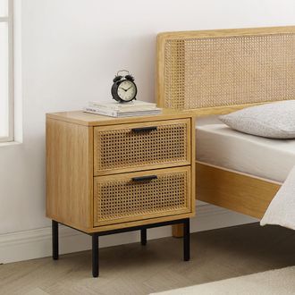 Leonique Nachttisch »Naemi«, 2 Schubladen mit Wiener Geflecht Einsätzen