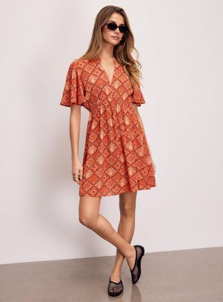 Icone Womens Crinkled texture flared minidress