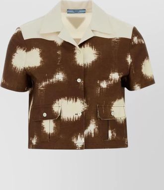 Prada cotton shirt short sleeves cropped pockets