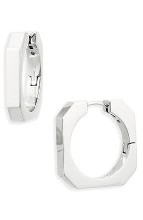 AllSaints Square Hexagonal Hoop Earrings in Rhodium at Nordstrom Rack