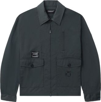 Undercover logo-patch twill shirt jacket - men - Nylon - 4 - Grey