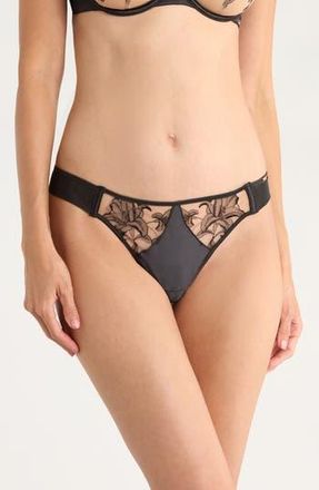 Hunkem&ouml;ller Anouk Embroidered Mesh Brazilian in Caviar at Nordstrom Rack, Size Small