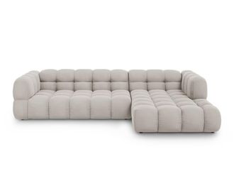 Cosmopolitan Design Sof&aacute; esquinero modular derecho 4 plazas de terciopelo beige claro