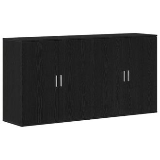 Berkfield Home Sideboards 2 pcs Black Oak 79x38x80 cm Engineered Wood | Size: 79 x 38 x 80 cm