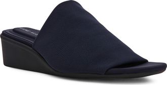 Anne Klein Wishful Wedge Slide Sandal in Navy Stretch at Nordstrom, Size 9.5
