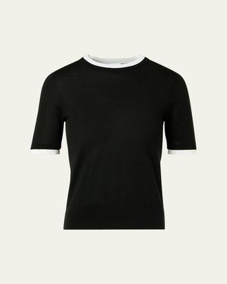 Akris Layered Short-Sleeve Knit Sweater