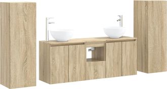 vidaXL Juego De Muebles De Ba&ntilde;o 5 Uds. Roble Sonoma 33 X 34,5 X 100 Cm Vidaxl