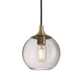 Industville Chelsea Smoked Glass Globe Pendant - 7 Inch - Mocha in Metallic Gold | Size: Medium