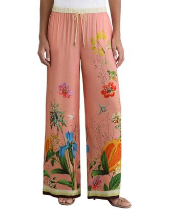 Anne Cole Reiss Petite Milos Tropical Scarf Print Wide Leg Trouser