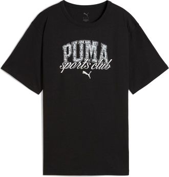 Puma T-Shirt PUMA CLASS RELAXED TEE, Damen, Gr. XS, schwarz (puma schwarz), Jersey, Obermaterial: 100% Baumwolle, bedruckt, relaxed fit normal, Rundhals, S