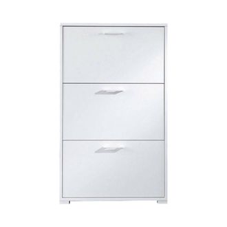 Dmora Dmora Zapatero Peonia, Mueble De Entrada Polivalente Con 3 Puertas Abatibles, Zapatero De Doble Profundidad, 100% Made In Italy, Cm 67x28h112, Blanco,