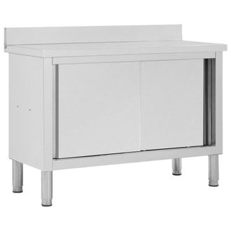 vidaXL Vidaxl - Banco Da Lavoro Con Ante Scorrevoli 120x50x(95-97)cm In Acciaio