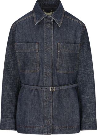 Fendi Giacca-Camicia Go-To In Denim Con Motivo Ff Trapuntato-Donna