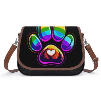 Generic Rainbow Dog Paw LGBT Crossbody Bags for Women Shoulder Messenger Bag Purse Handbags