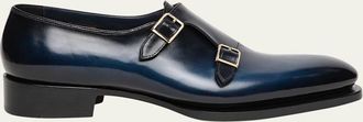 Santoni Mens Meraviglia Eterna Leather Monk-Strap Loafers