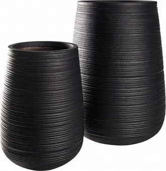 Maisons du monde 2 macetas de jard&iacute;n ranuradas en negro Alt.64