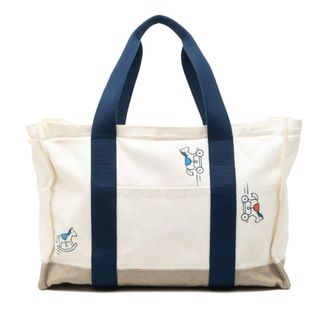 Herm&egrave;s Adada Multi-Color White Canvas Tote Bag (Pre-Owned)