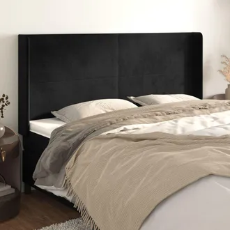 vidaXL Vidaxl - Cabecero Con Orejas De Terciopelo Negro 163x16x118/128 Cm