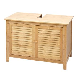 Hhg Nunca Usado] Mueble Tocador Hhg 557, Mueble De Ba&ntilde;o, Bamb&uacute;, 60x80x40cm