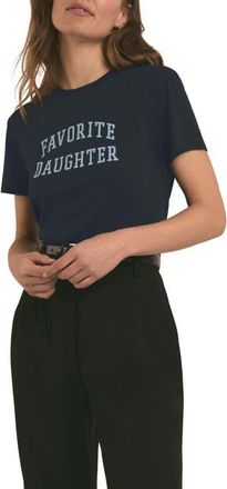 Favorite Daughter The Collegiate Logo Crop Graphic T-Shirt in Navy at Nordstrom, Size X-Large