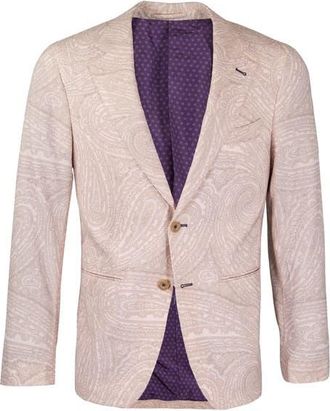 Lords of Harlech Judd Fully Lined Tailored Wool Blazer in Wild Paisley Ivory at Nordstrom, Size 44
