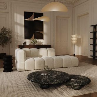 Sia Home Sof&aacute; izquierdo de terciopelo texturizado crema