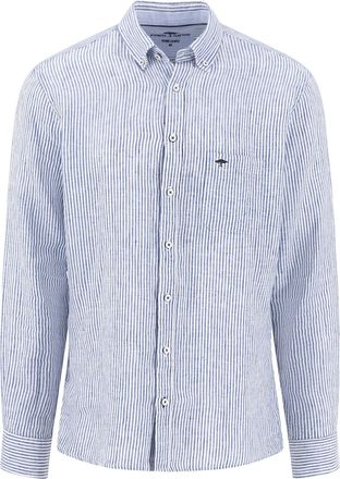 Fynch-Hatton LONG SLEEVED LINEN SHIRT HARBOUR BLUE STRIPE