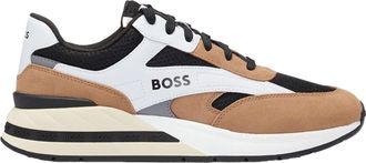 HUGO BOSS Heren Kurt Leren Hardlooptrainers (Bruin)