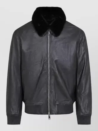Yves Salomon leather bomber jacket