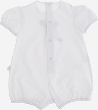Il Gufo Girls Sleepsuit Cotton Stretch White-Green Babygrow Sets White/green