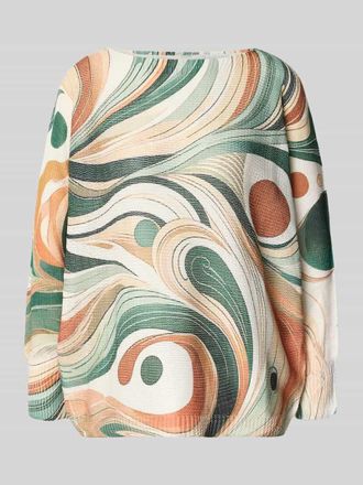 Apricot Strickpullover aus Viskose-Mix im Allover-Look in Gruen, Gr&ouml;&szlig;e M/L