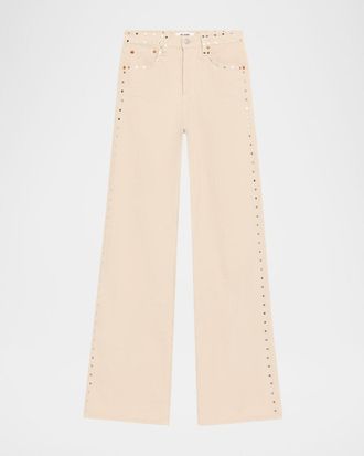 Re/Done Studded Wide Flare Corduroy Pants
