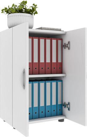 ebuy24 Ebuy24 - Armario De Oficina Vcm Con 2 Compartimentos Armario De Archivo Moderno Con Puertas Giratorias Dimensiones Aprox. Al. 74 X An. 49 X T. 34 Cm -
