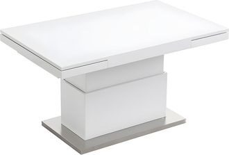 Vente-Unique Mesa de centro LAURIA - 2 en 1 - elevable y extensible - MDF lacado - Blanco