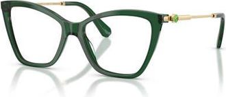 Swarovski 53mm Cat Eye optical glasses in Green at Nordstrom