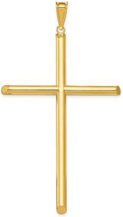 Diamond2Deal 14k Yellow Gold Polished Tube Cross Pendant