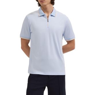 Bugatchi Quarter Zip Polo in Ice at Nordstrom, Size Xx-Large