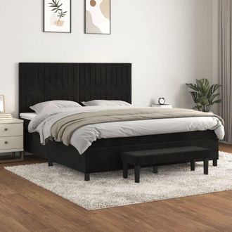 vidaXL Vidaxl - Cama Box Spring Con Colch&oacute;n Terciopelo Negro 180x200 Cm