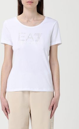 Emporio Armani T-shirts in cotone con logo di strass EA7